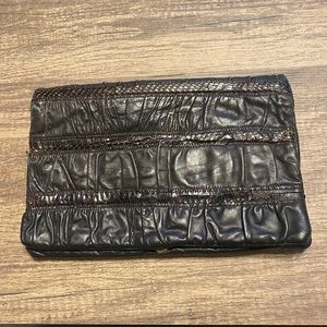 Vintage black leather envelope clutch